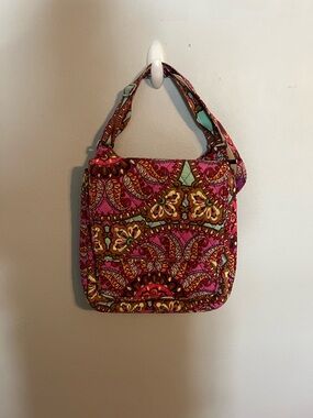Quilted Pink Paisley Crossbody Tote Bag